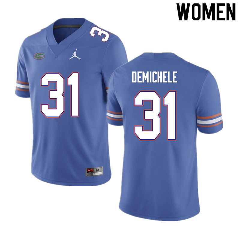 Women's NCAA Florida Gators Chase DeMichele #31 Stitched Authentic Nike Blue College Football Jersey PZC6065IV